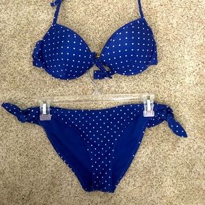 Forever 21 Blue Polka Dot Bikini size M